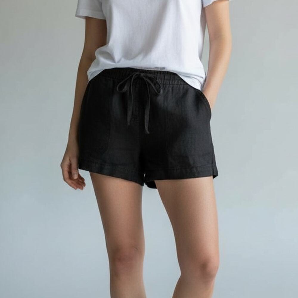 Ann Taylor LOFT Womens 00 Linen Cotton Chambray Shorts Flat Front Blue 28x4